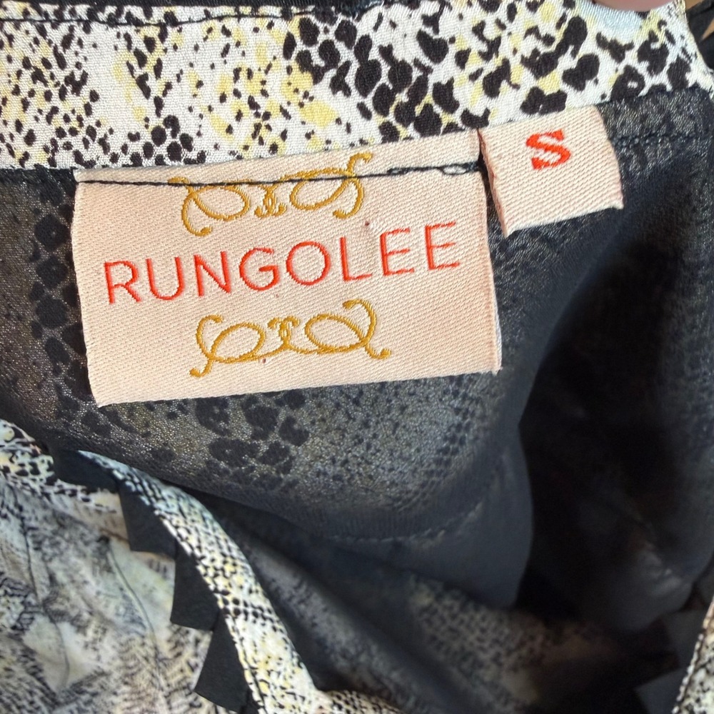 Rungolee Snakeskin Tunic Blouse Black Cream Size Small‎ - Picture 4 of 6
